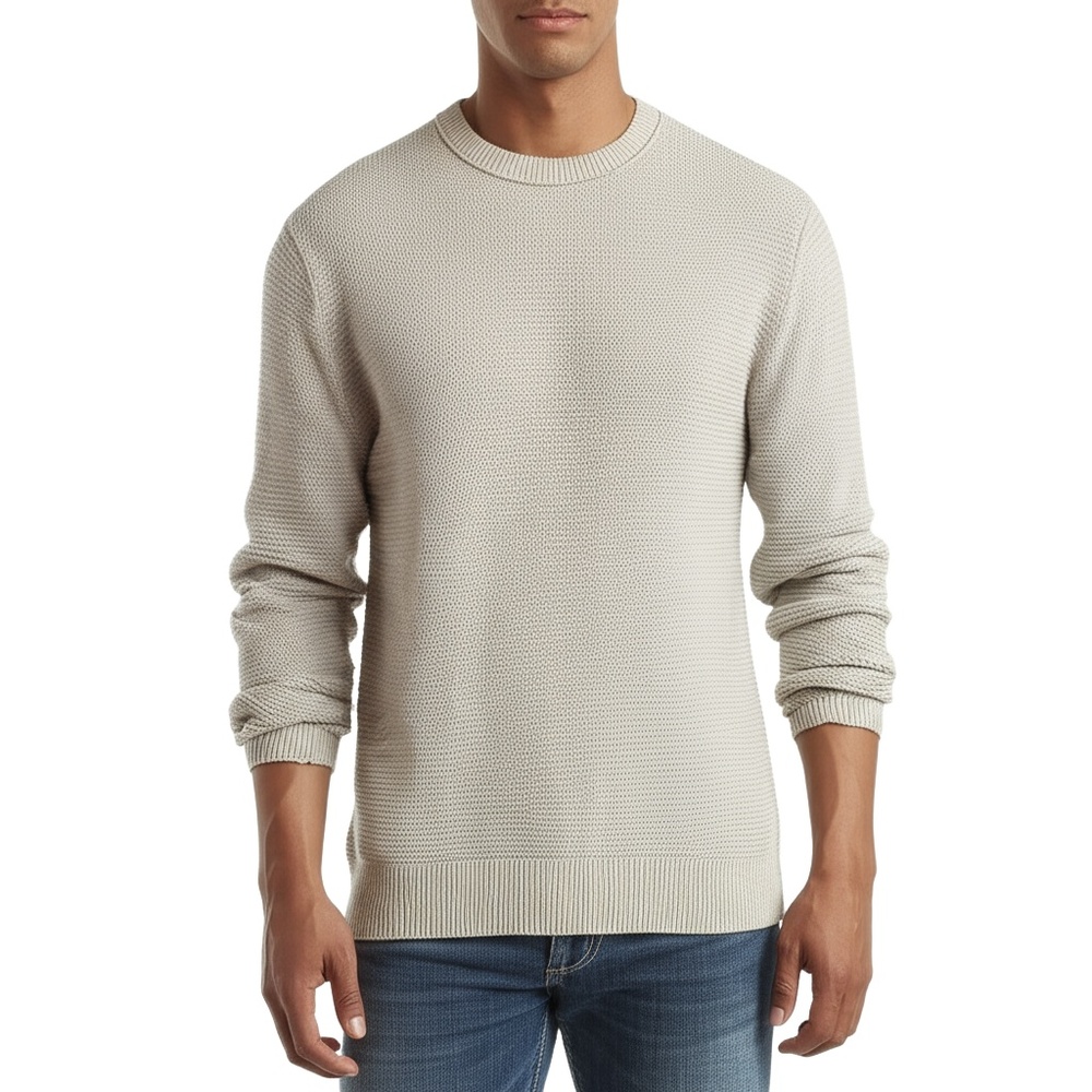 Banana Republic Mens Sweater XXL Tan Linen‎ Blend Textured Quiet Luxury Coastal